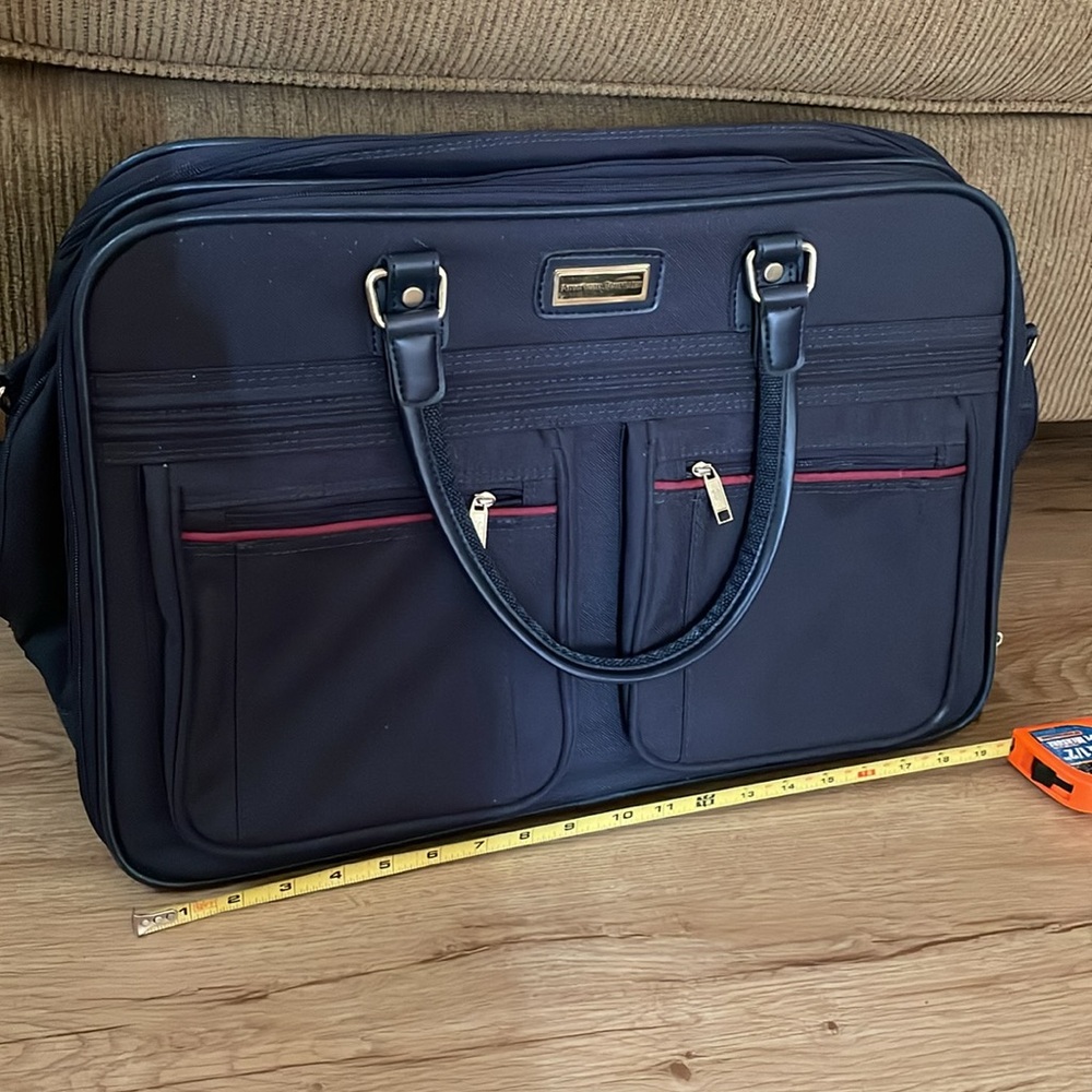American Tourister Black Briefcase with Red Accents